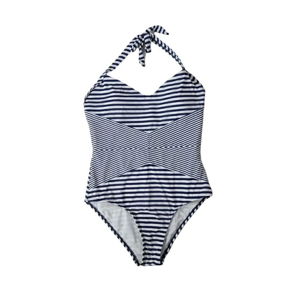 Sia Australia blue striped one peice bathing suite - Picture 2 of 8